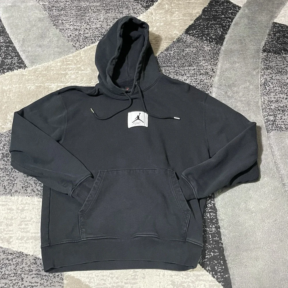 Nike Air‎ Jordan Flight Logo Hoodie Men Medium Black Fleece Pullover DQ7338-612